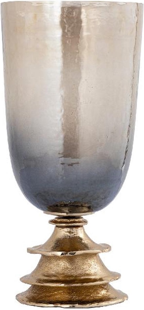 PTMD Windlicht Cevar - 21x21x44 cm - Glas - Champagne - Beige