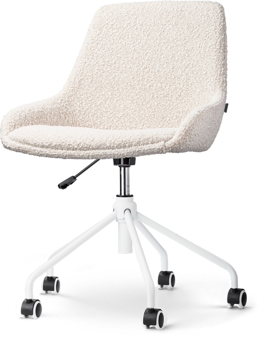Nolon Nout-Isa Bureaustoel Bouclé - Stof - Wit Onderstel - Beige