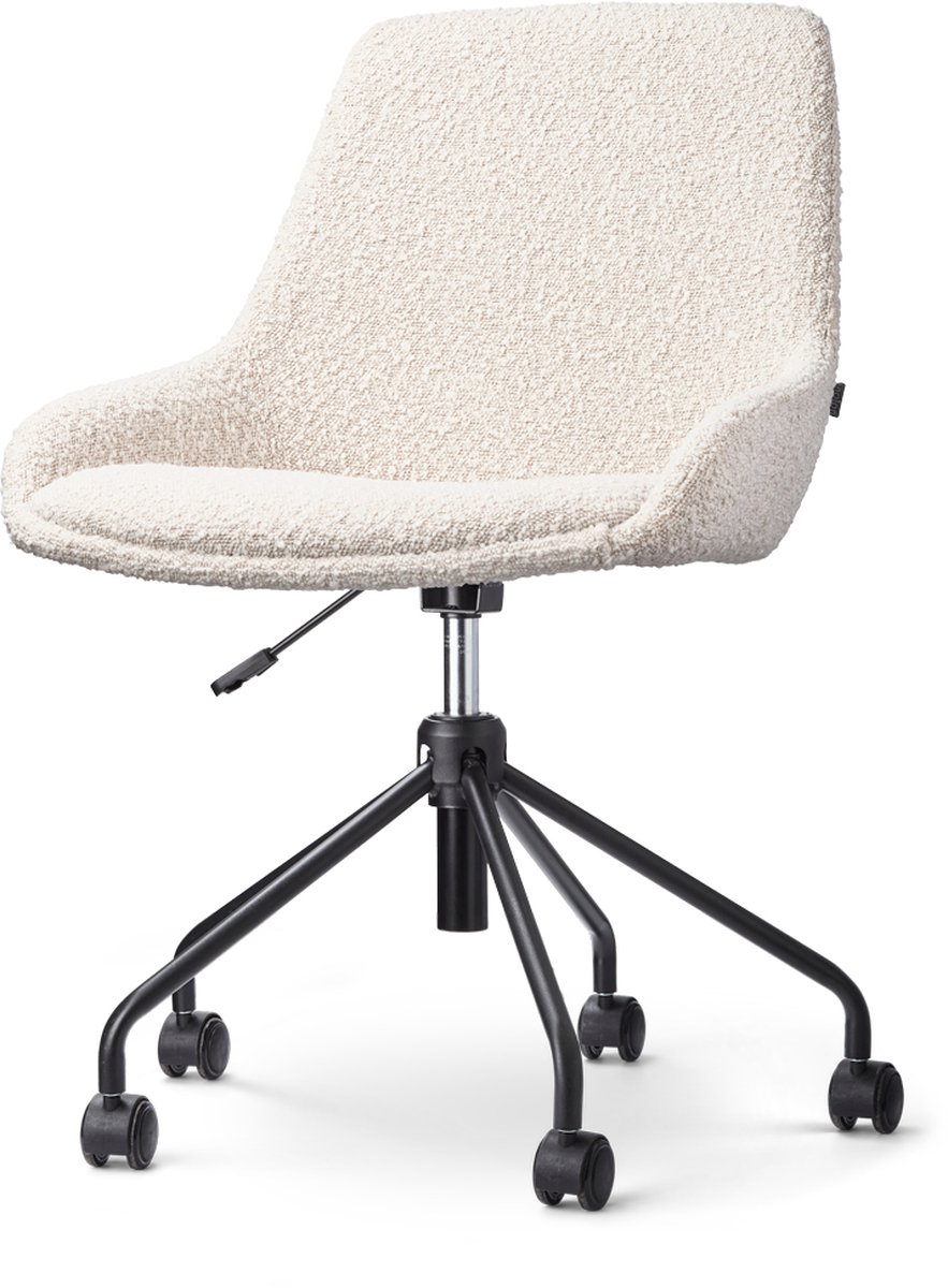 Nolon Nout-Isa Bureaustoel Bouclé - Stof - Zwart Onderstel - Beige