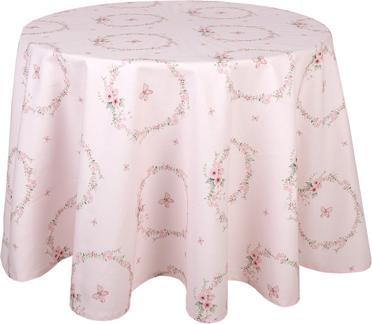 Clayre & Eef Tafelkleed Ø 170 cm Katoen Rond Konijn Tafellaken - Rose
