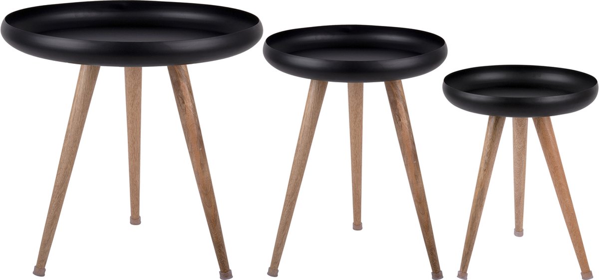 Leitmotiv - Table Set Tripod w. Mango Wood Legs - Zwart