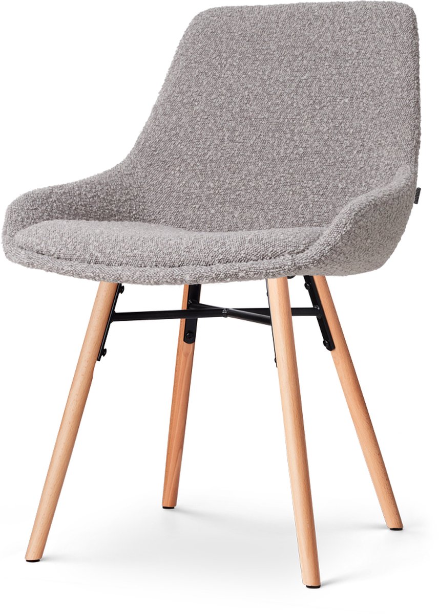 Nolon Nena-Isa Eetkamerstoel Bouclé Taupe - Stof - Houten Poten