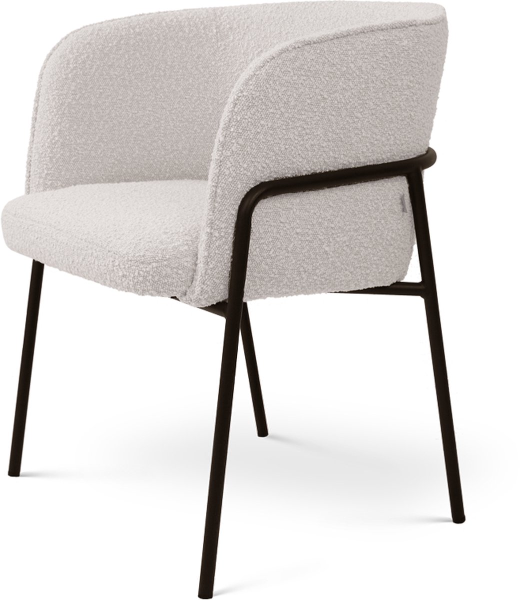 Nolon Josefien Eetkamerstoel Bouclé - Armleuning - Zwarte Poten - Beige
