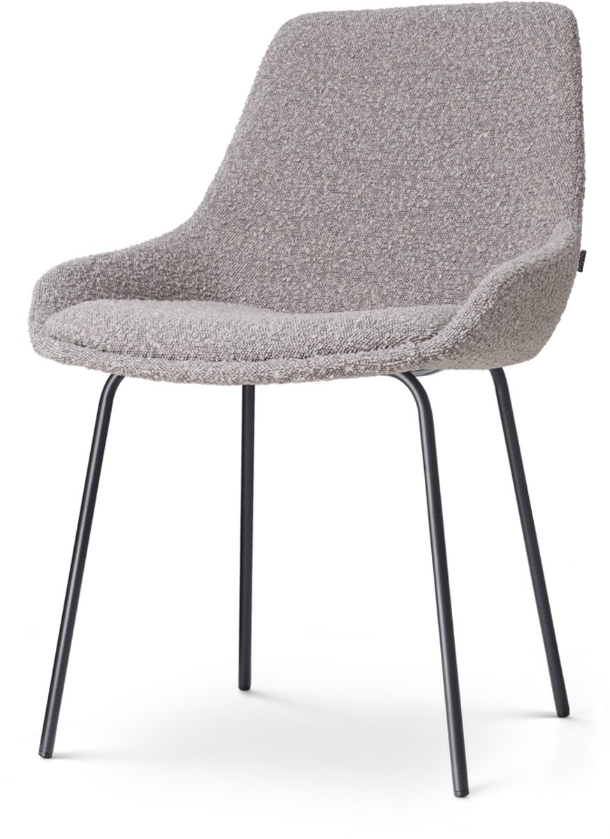 Nolon Nora-Isa Eetkamerstoel Bouclé Taupe - Stof - Zwart Onderstel