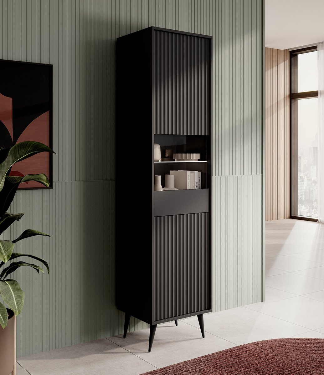 Meubella Vitrinekast Winq - Antraciet - 45 cm