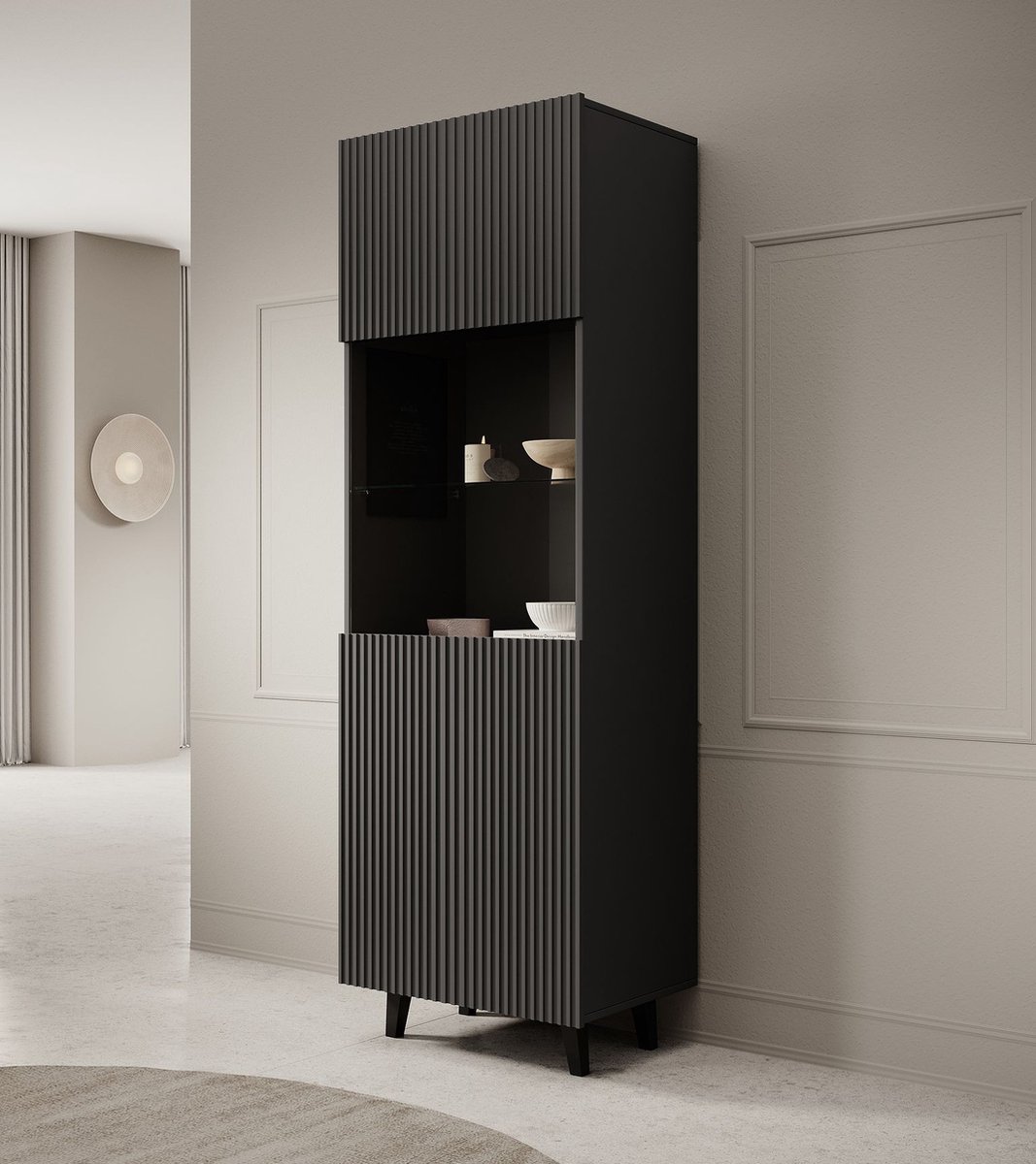 Meubella Vitrinekast Vintar - Antraciet - 60 cm