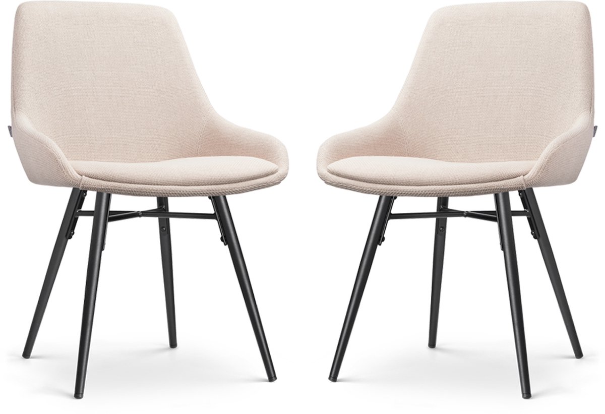 Nolon Nova-Isa Eetkamerstoelen Set van 2 Zwarte Poten - Beige