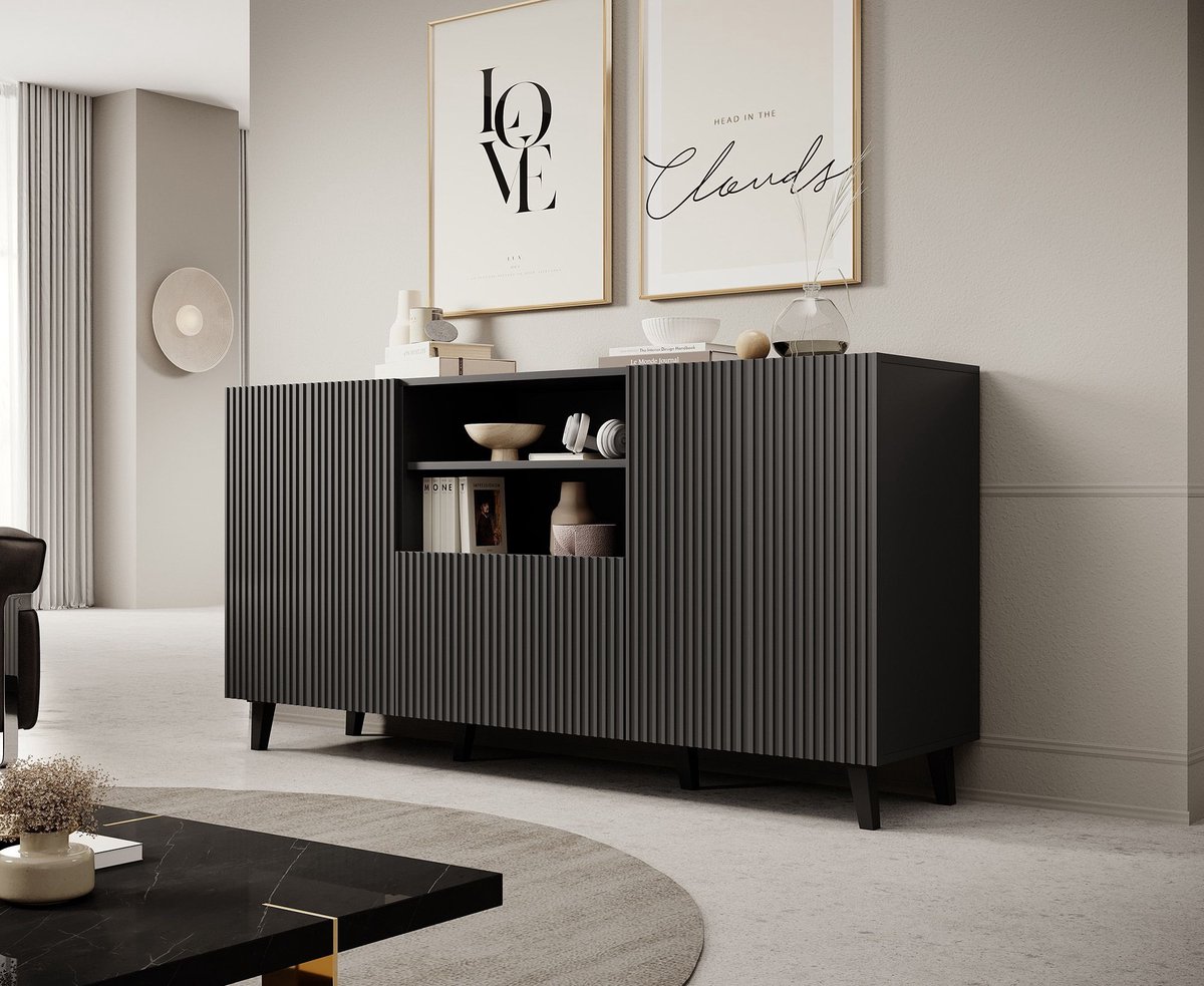 Meubella Dressoir Vintar - Antraciet - 150 cm