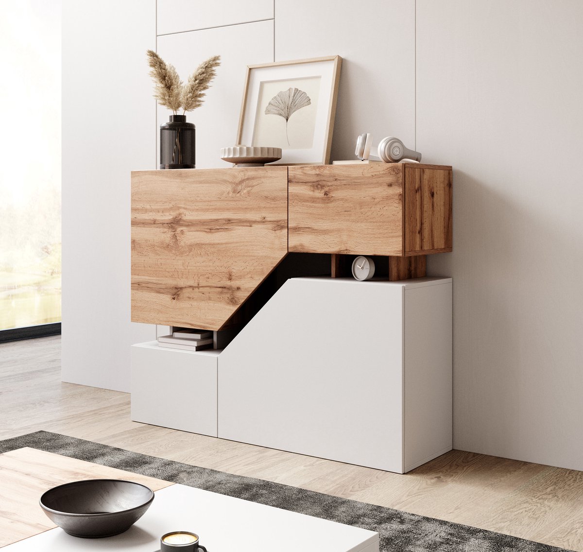 Meubella Dressoir Canberra - Eiken - Wit - 120 cm
