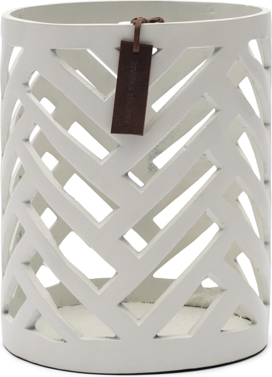Rivièra Maison Riviera Maison Windlicht klein Wit - Lazaro - Aluminium, Leer