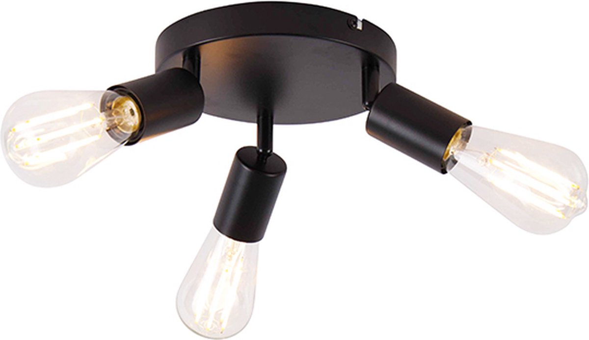 QAZQA Moderne plafondlamp 3-lichts rond - Facil - Negro