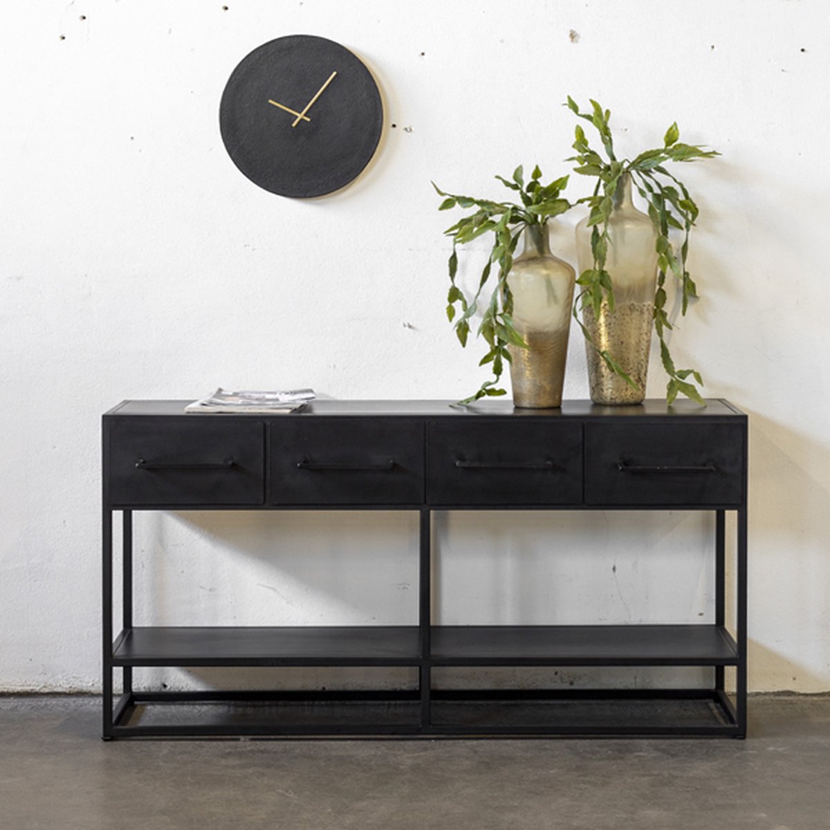 Giga Meubel - Dressoir Metaal - 140x36x70cm - Dolly - Noir