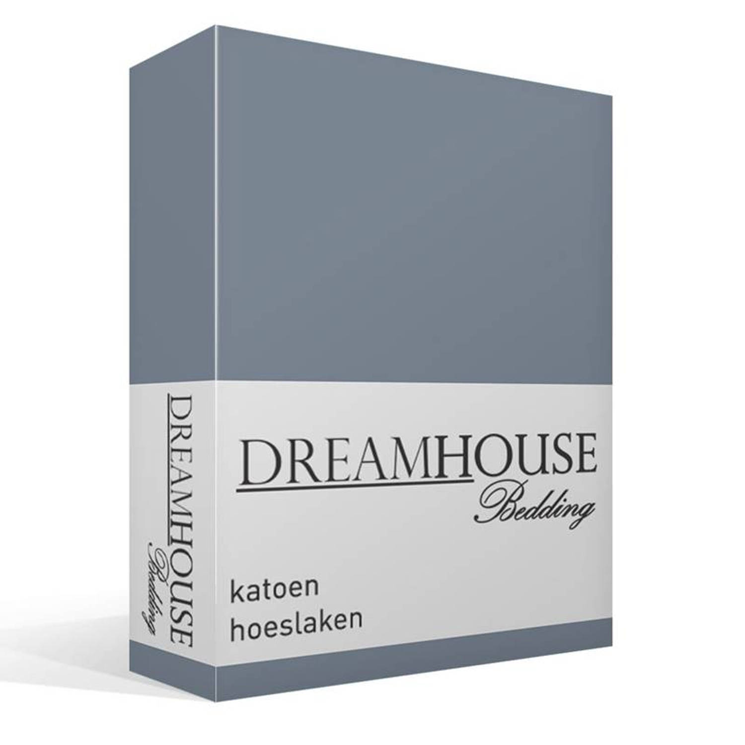 Dreamhouse Bedding katoen hoeslaken - Lits-jumeaux (160x220 cm) - Blauw