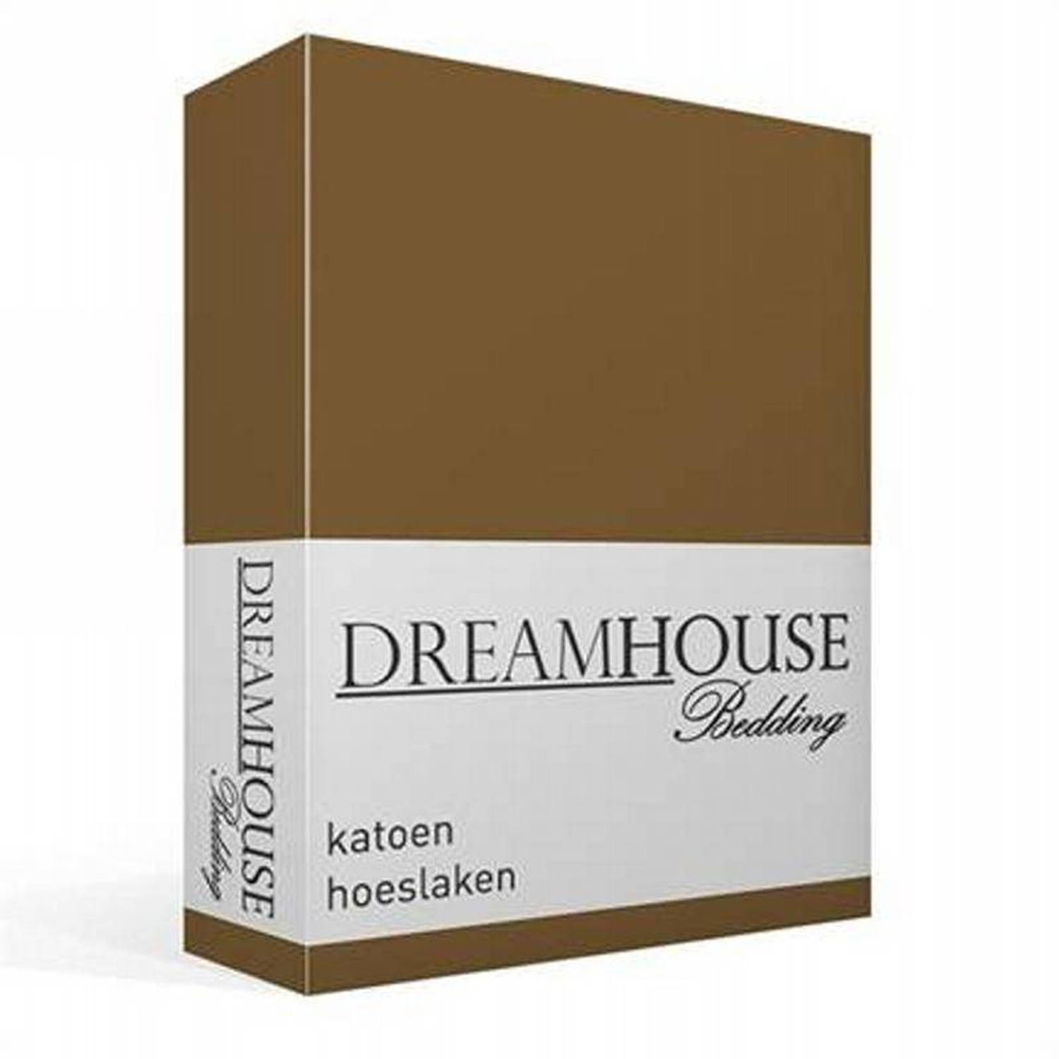 Dreamhouse Bedding katoen hoeslaken - 100% katoen - Lits-jumeaux (160x220 cm) - Taupe