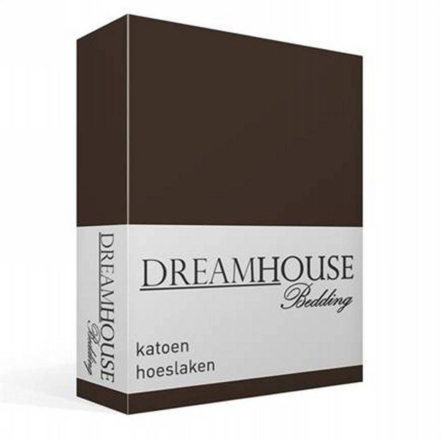Dreamhouse Bedding katoen hoeslaken - 100% katoen - 2-persoons (120x200 cm) - Bruin