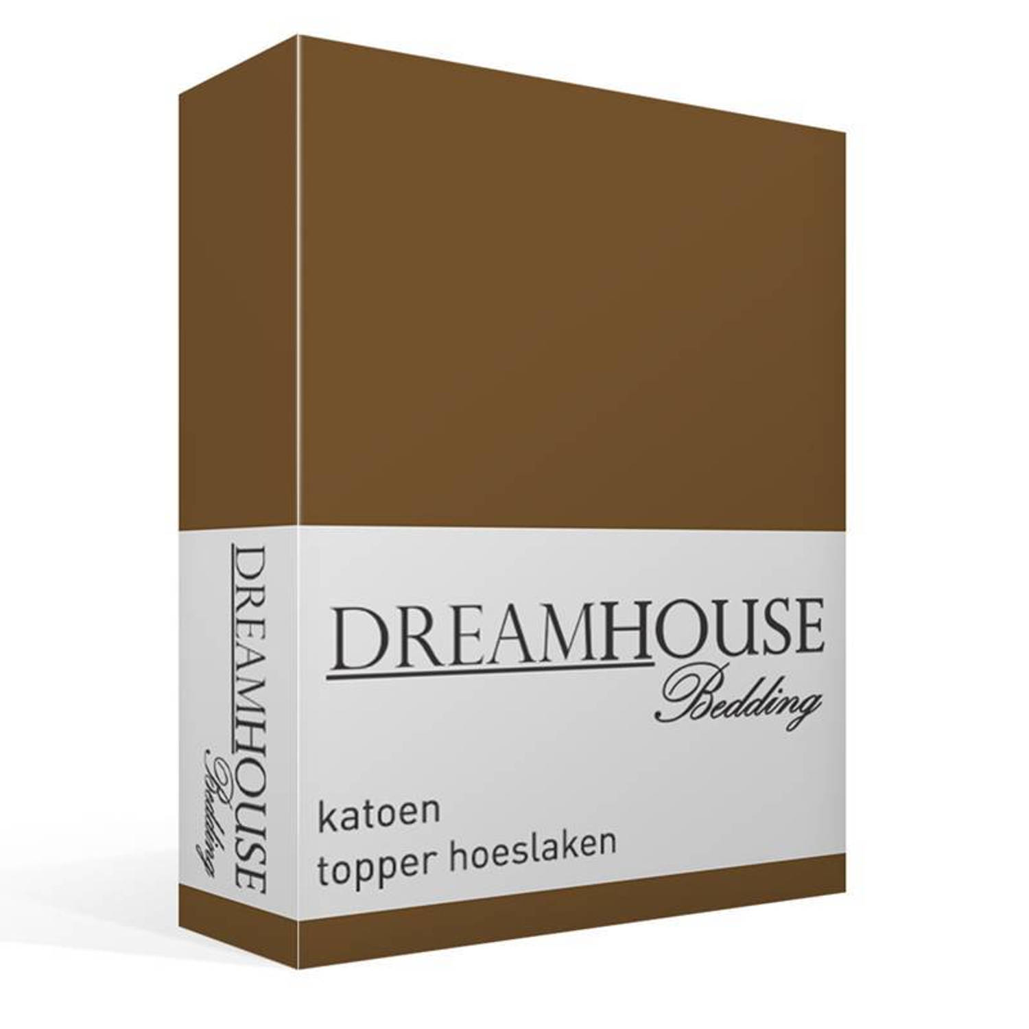 Dreamhouse Bedding katoen topper hoeslaken - 100% katoen - Lits-jumeaux (180x220 cm) - Taupe