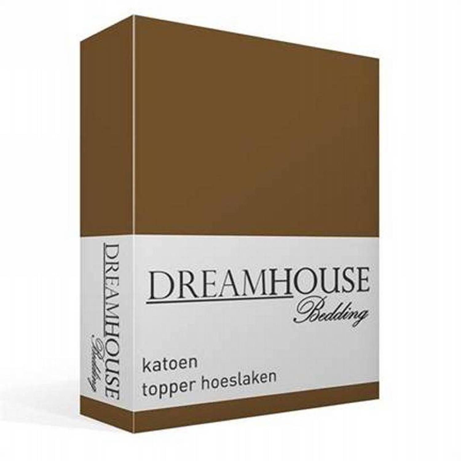 Dreamhouse Bedding katoen topper hoeslaken - 100% katoen - Lits-jumeaux (160x200 cm) - Taupe