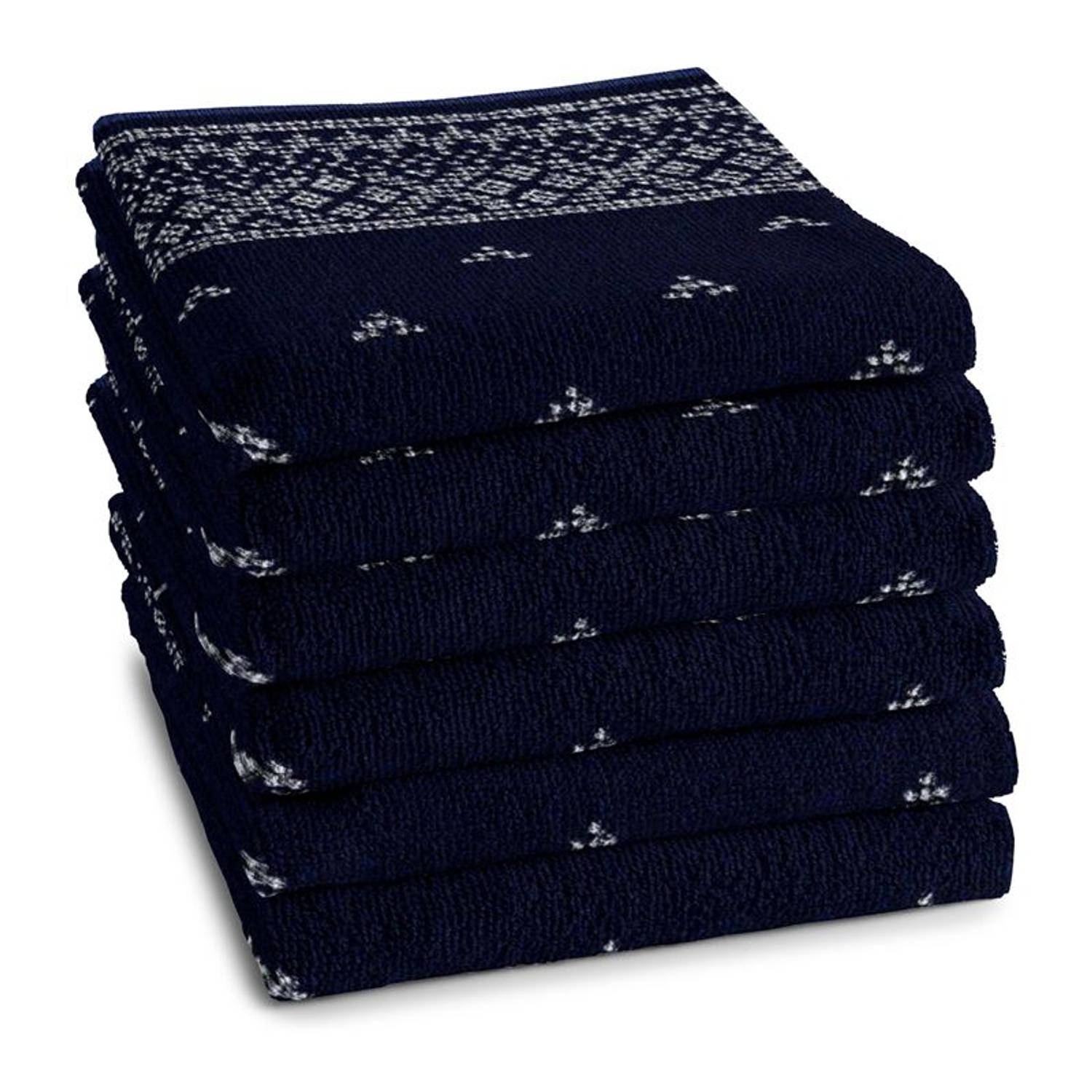 DDDDD Fjord keukendoek (set van 6) - 100% katoen - Indigo - Zwart