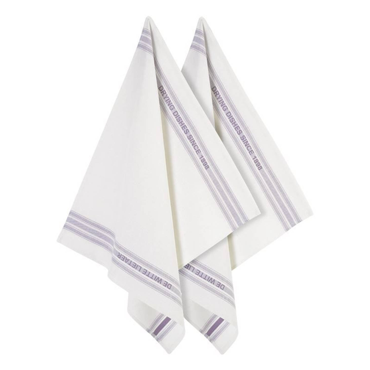 De Witte Lietaer Dish glazendoek (set van 2) - 50% katoen - 50% linnen - Off-White-Lavender - Paars