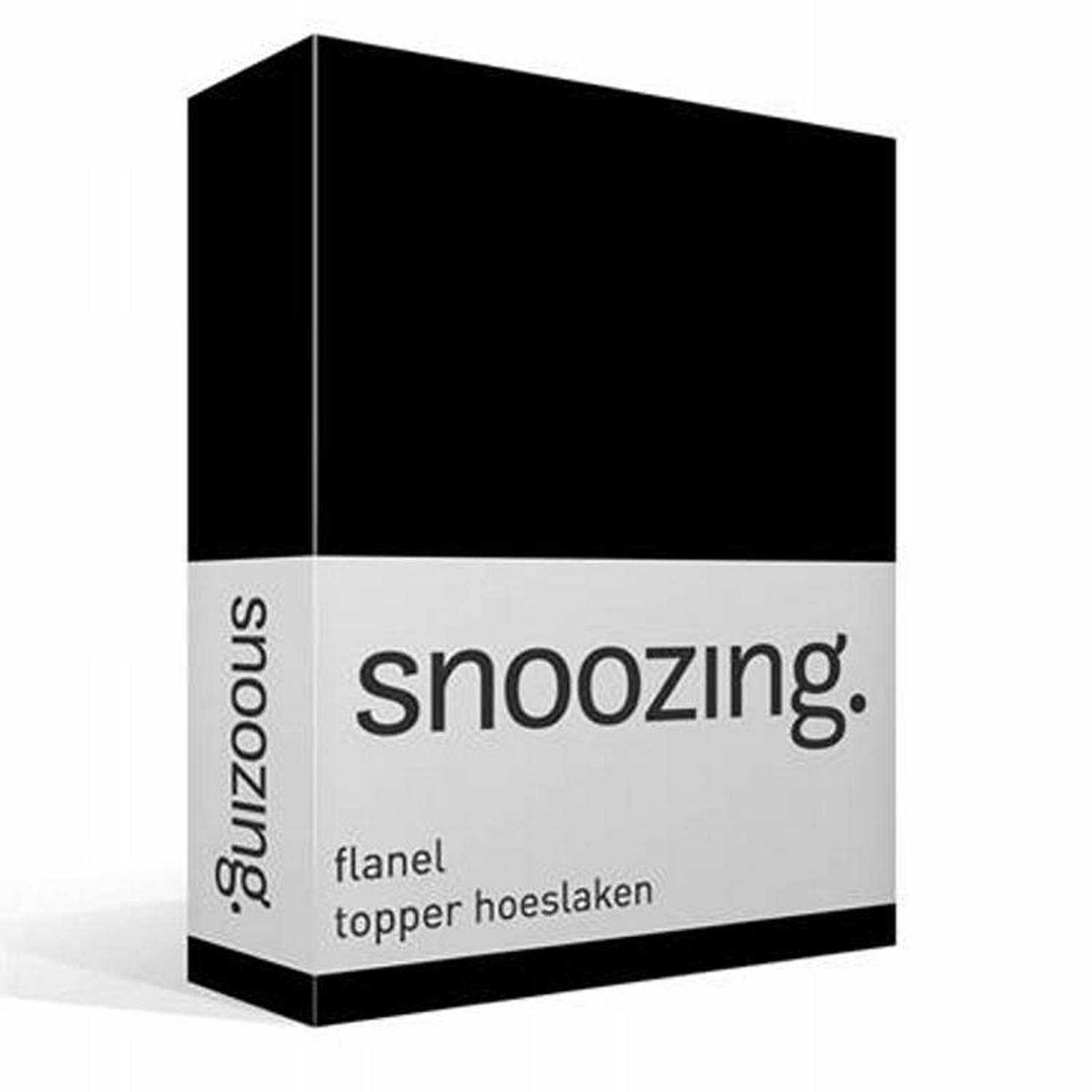 Snoozing - Flanel - Topper - Hoeslaken - 180x200 cm - Zwart