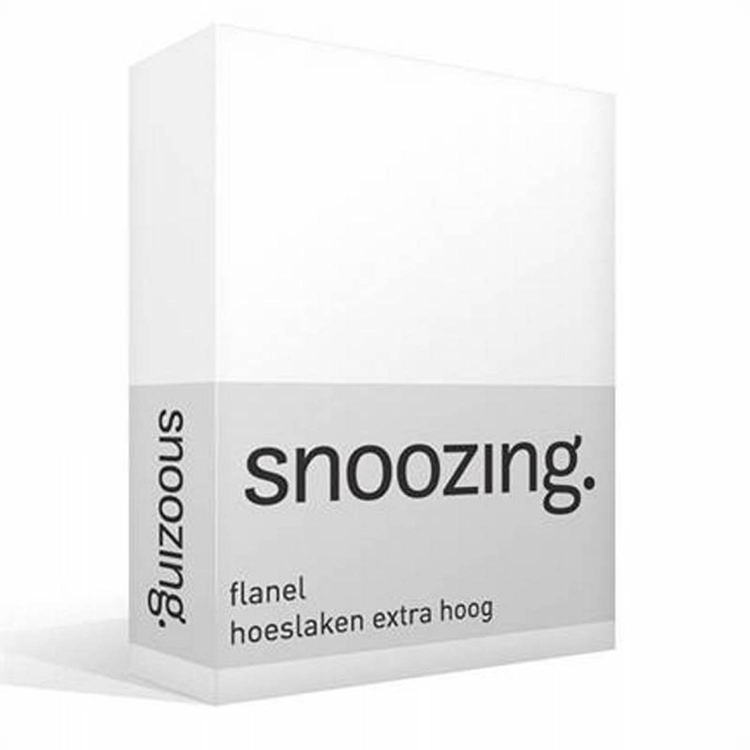 Snoozing - Flanel - Hoeslaken - Extra Hoog - 180x210/220 - Wit
