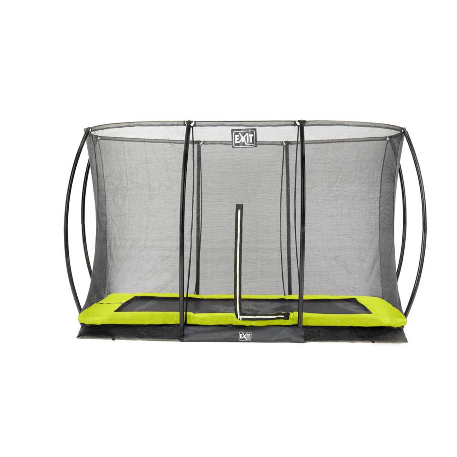 EXIT Toys EXIT Silhouette verlaagde trampoline met veiligheidsnet rechthoekig - 244 x 366 cm - lime - Groen