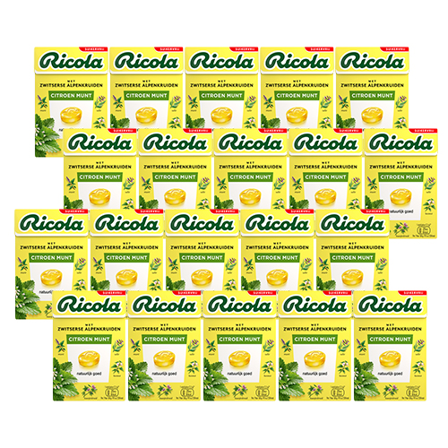 Ricola - Citroen Munt Suikervrij - 20x 50g