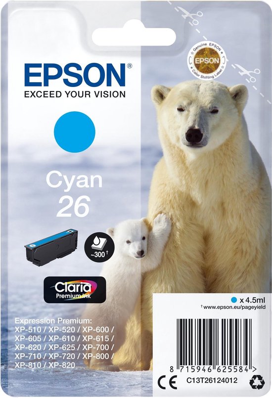 Epson T2612 Singlepack Cyaan Claria Premium Ink