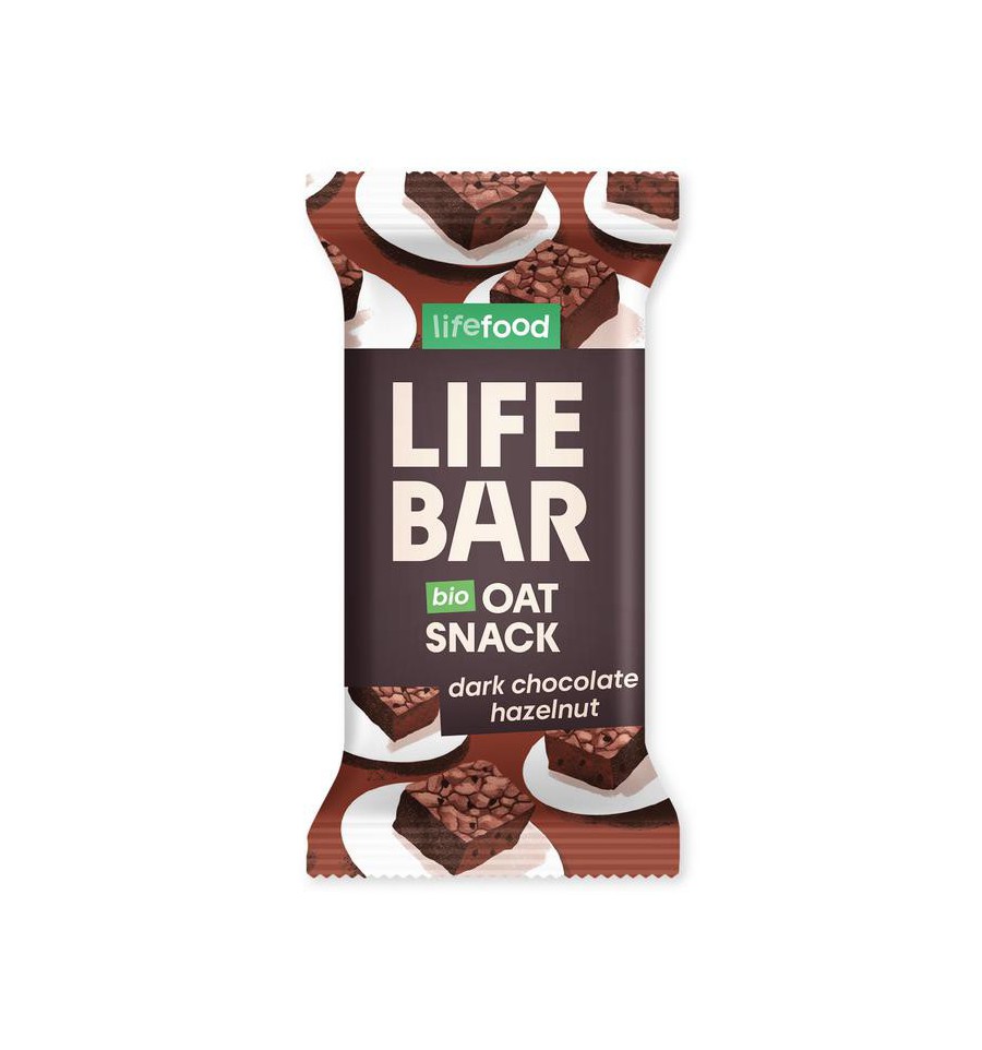Lifefood Lifebar oatsnack pure chocolade hazelnoot bio