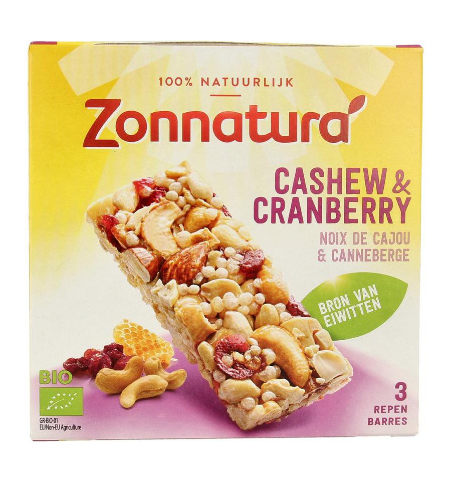 Zonnatura Notenreep cashew cranberry bio