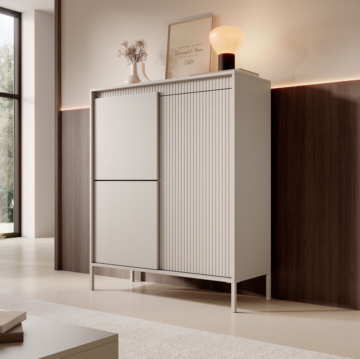 Meubella Dressoir Saran Hoog - 104 cm - Beige