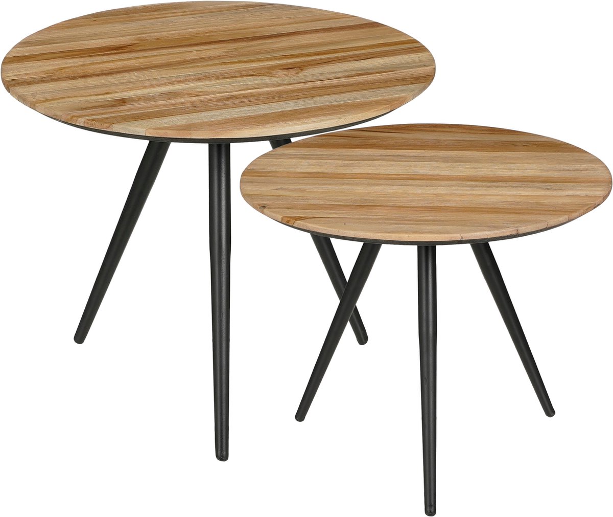 Mica Decorations Jailey Bijzettafel - Set van 2 - H49 x Ø50 cm - Marron