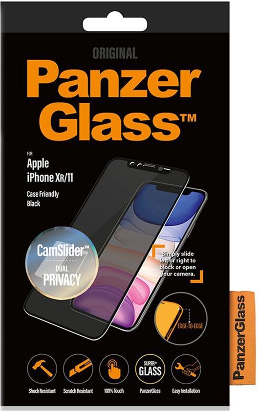 PanzerGlass e Privacy Black Friendly Case met Camslider voor Apple iPhone Xr/11 - Zwart