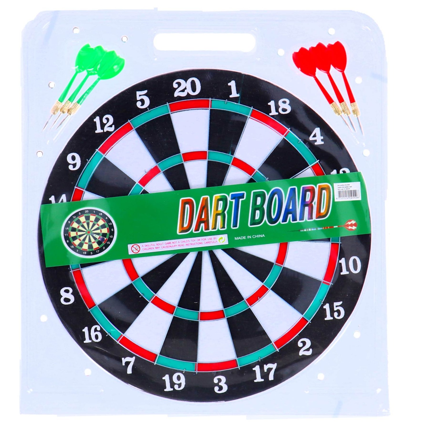 Top1Toys Dartboard tweezijdig met 6 pijlen 37 cm