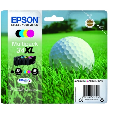 Epson Epson 34XL Inktpatroon Multipack BK/C/M/Y T3476 Replace: N/A