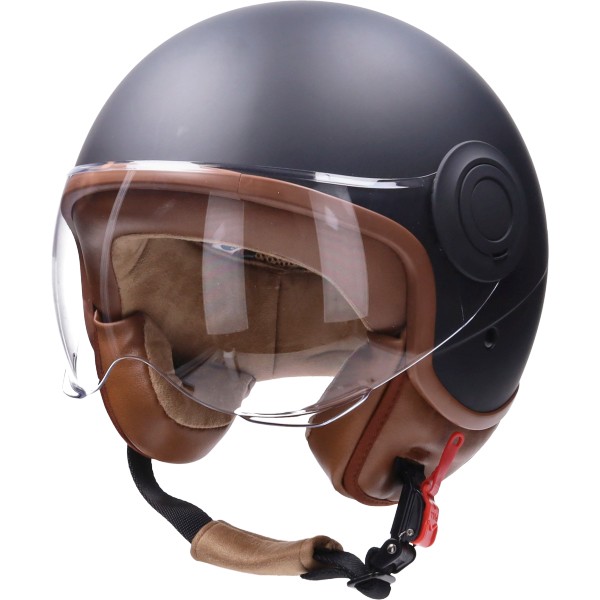 Helm demi-jet E-06 keur comfort xl zwart mat bruin CAB