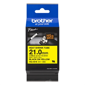 Brother HSe-651E krimpkous tape zwart op geel | 21 mm x 1,5 m (origineel)