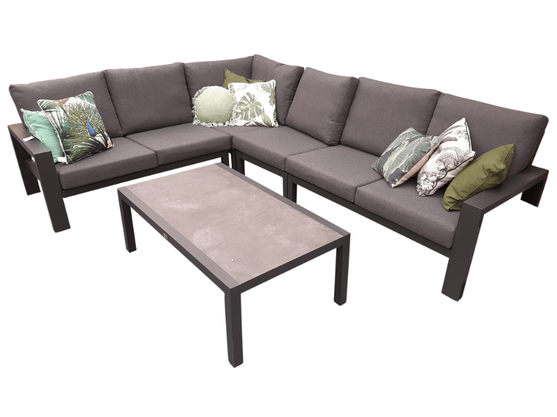 Driesprong Collection Benton loungeset met lage tafel 5 delig zwart -