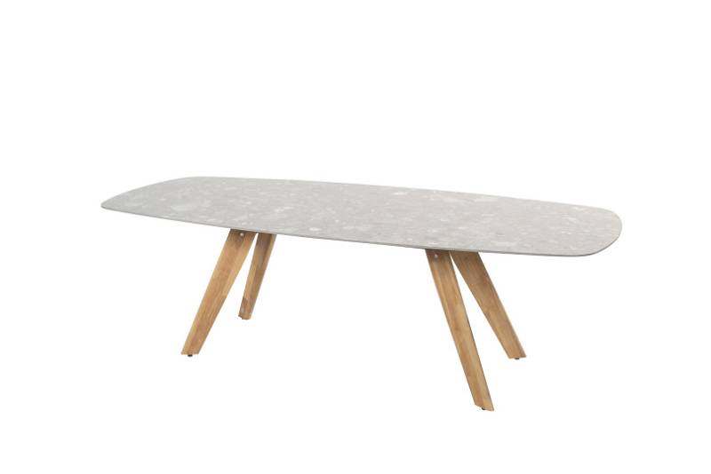 4SO Montana Tafelframe Teak Met Montana Tafelblad Ceramic Terrazzo 240 x 103 cm -