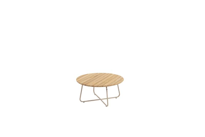 4SO Verdi salontafel teak 73 cm dia. H35 cm latte -