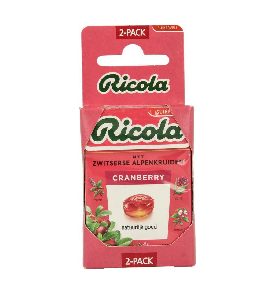 Ricola Cranberry suikervrij 2 stuks