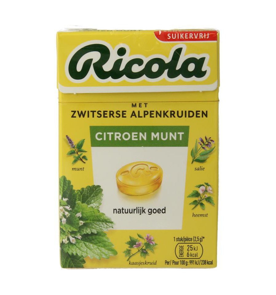 Ricola Citroen munt suikervrij doosje