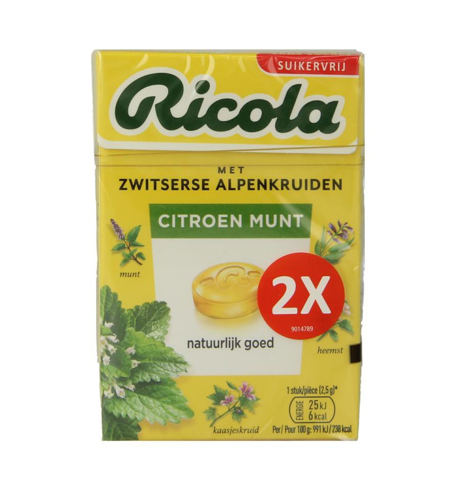 Ricola Citroen munt suikervrij duopak