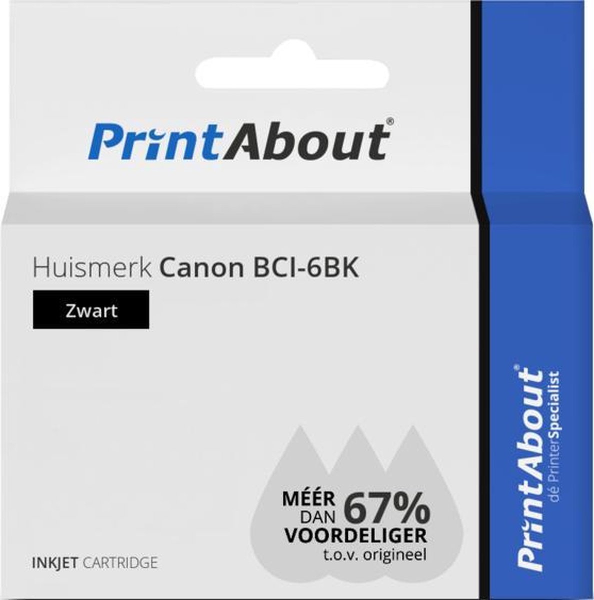 PrintAbout Huismerk Canon BCI-6BK Inktcartridge - Zwart