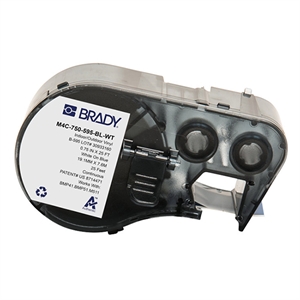 Brady M4C-750-595-BL-WT tape vinyl wit op blauw | 19,05 mm x 7,62 m (origineel)