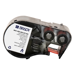 Brady M4C-500-595-WT-RD tape vinyl rood op wit | 12,7 mm x 7,62 m (origineel)