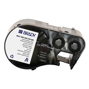 Brady M4C-500-595-OR-BK tape vinyl zwart op oranje | 12,7 mm x 7,62 m (origineel)