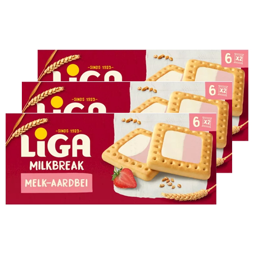 Liga - Milkbreak Duo Melk Aarbeien - 3x 245g