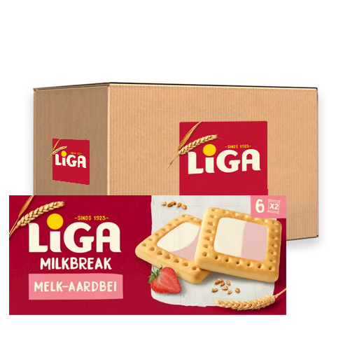 Liga - Milkbreak Duo Melk Aarbeien - 12x 245g