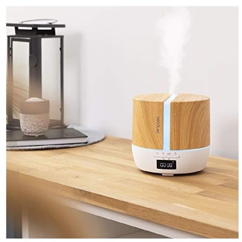 Cecotec Humidificador - PureAroma 550 Connected, Blanco, Madera, LED